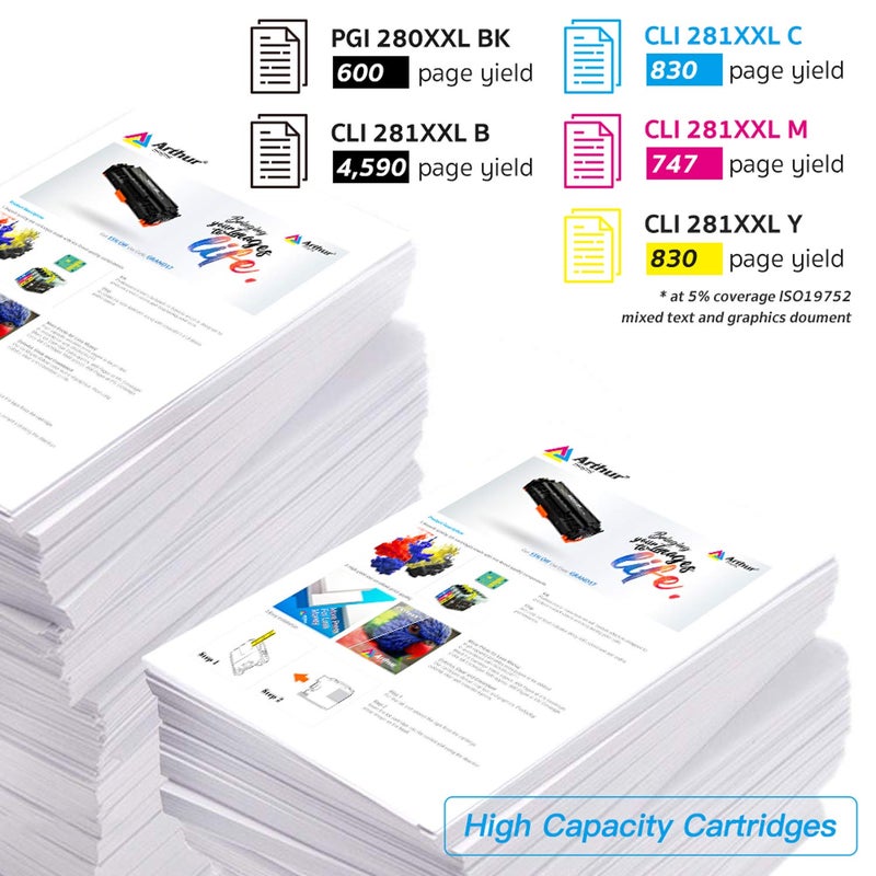 Arthur Imaging Compatible Canon Ink cartridges 280 and 281 Replacement PGI-280XXL CLI-281XXL PGI 280 XXL CLI 281 XXL PIXMA TR7520 TR8520 TS6120 TS6220 TS8220 TS9120 TS9520 TS9521C Printer (10 Pack) - Image 5